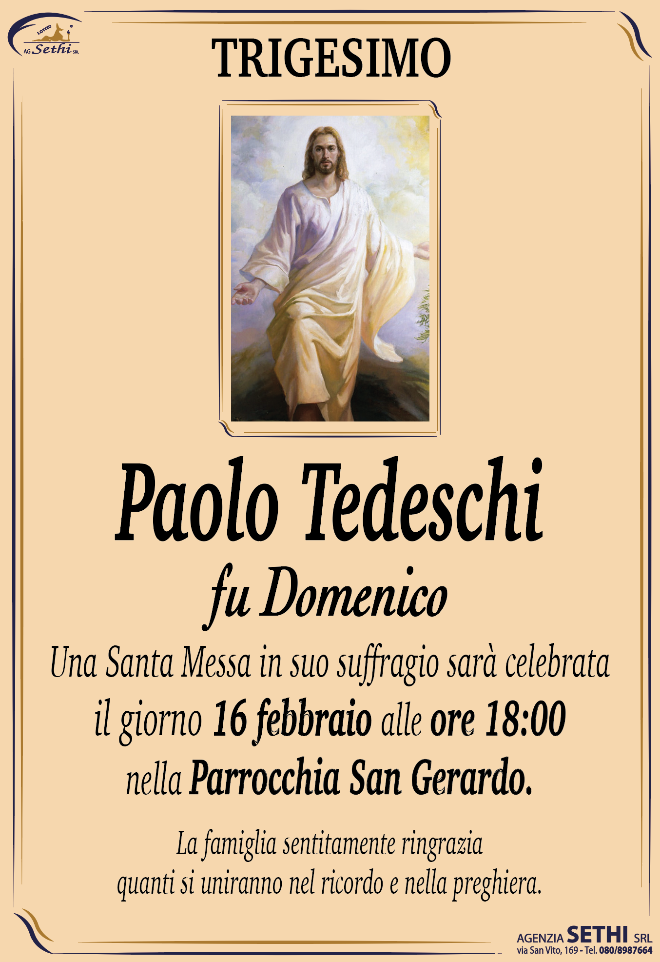 Trigesimo Paolo Tedeschi fu Domenico