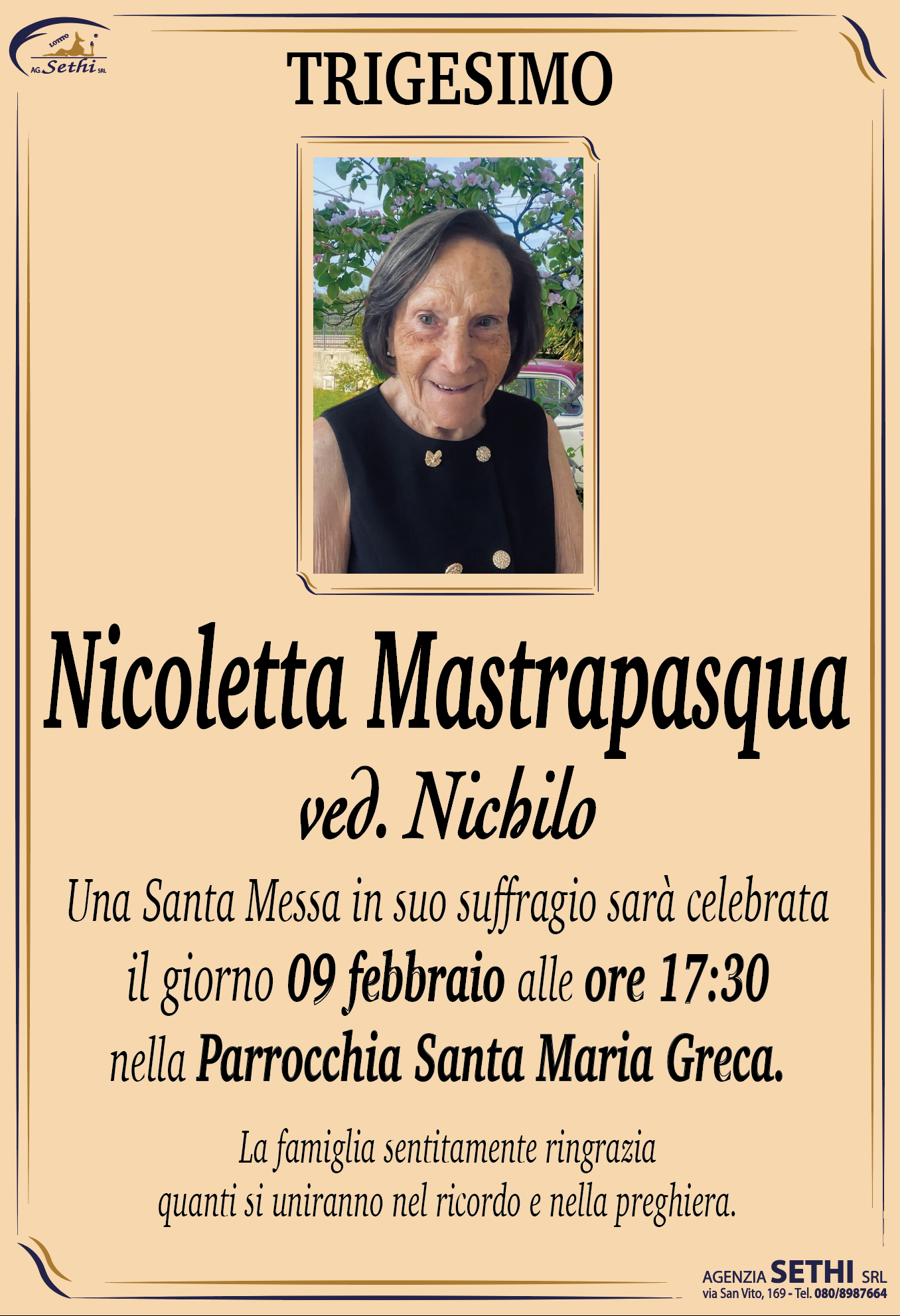 Trigesimo Nicoletta Mastrapasqua ved. Nichilo