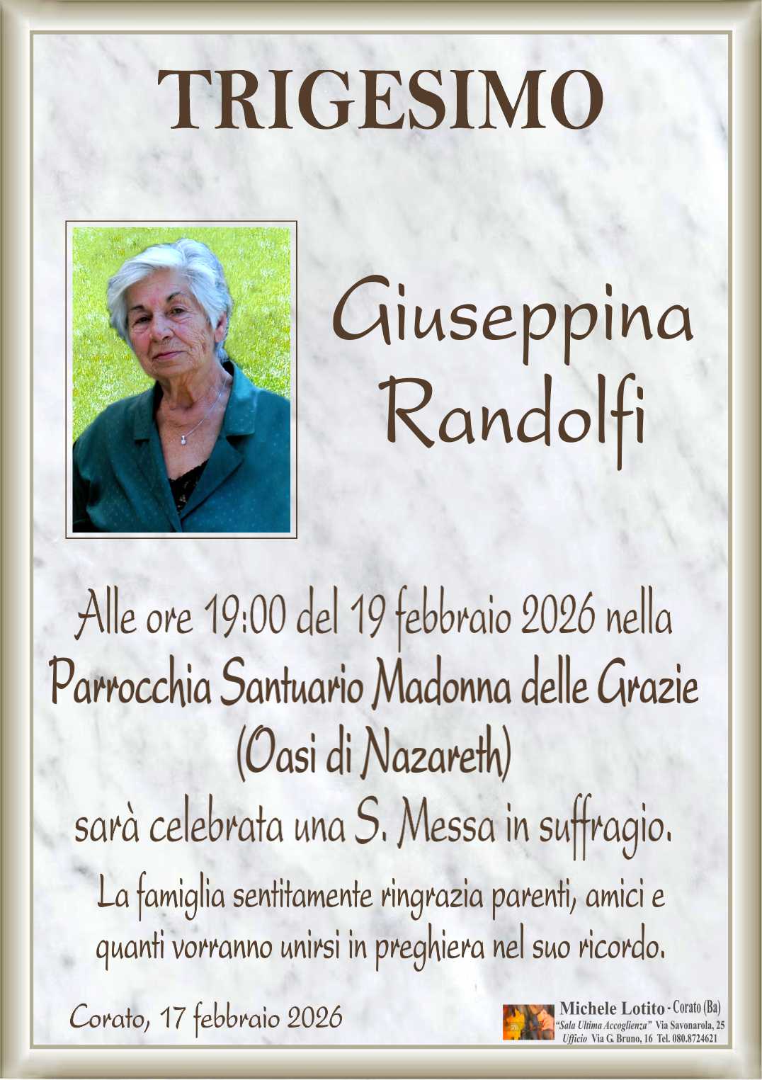Trigesimo GIUSEPPINA RANDOLFI