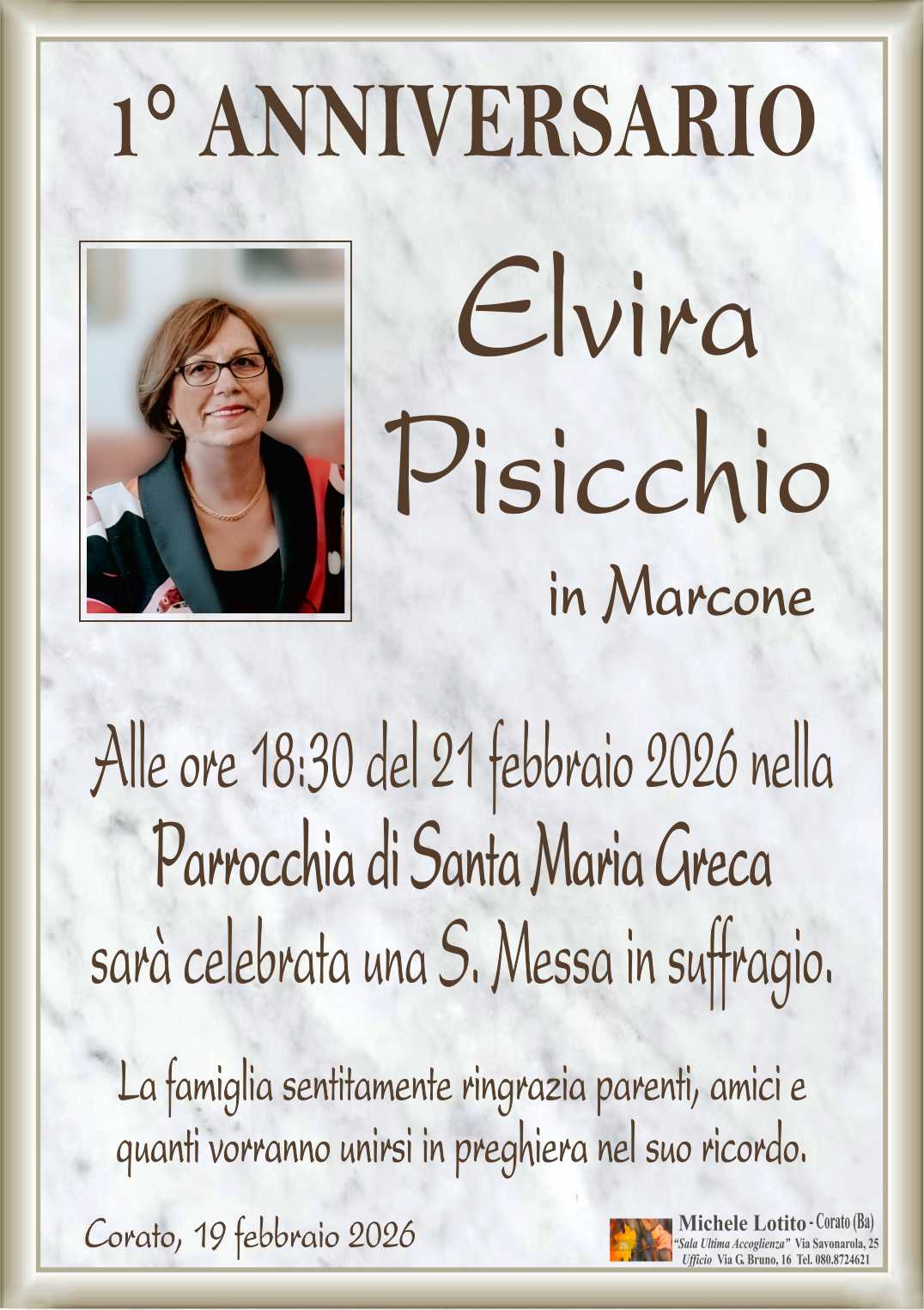 Anniversario ELVIRA PISICCHIO in Marcone