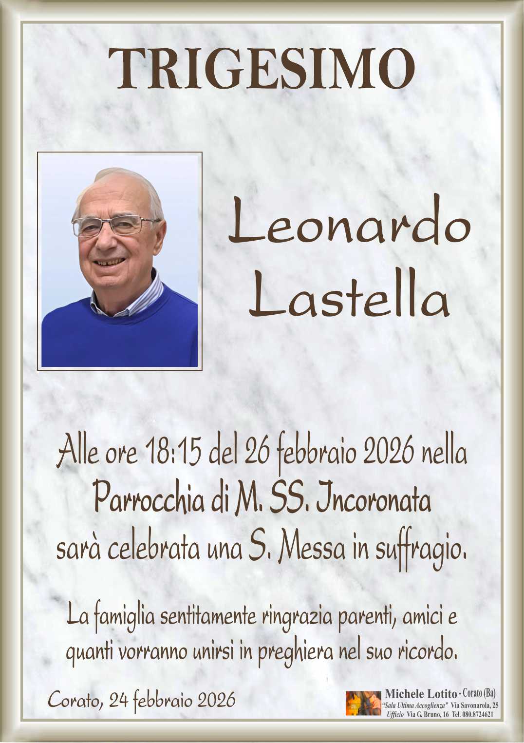 Trigesimo LEONARDO LASTELLA