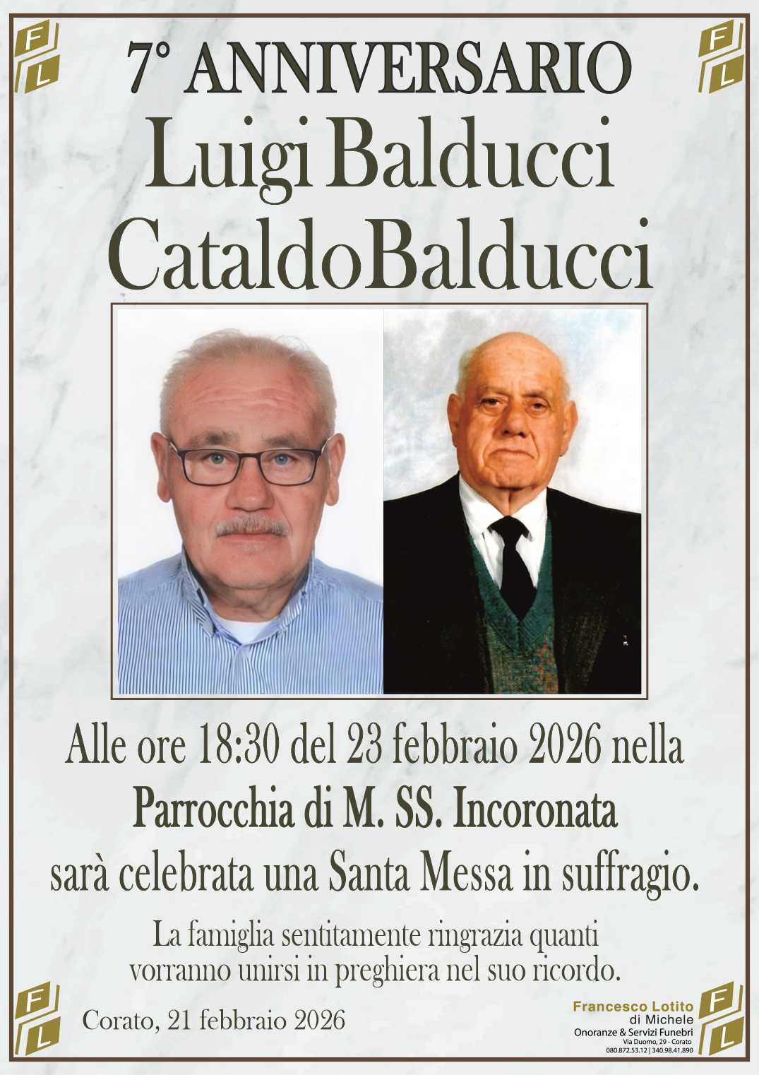 Anniversario Cataldo BALDUCCI