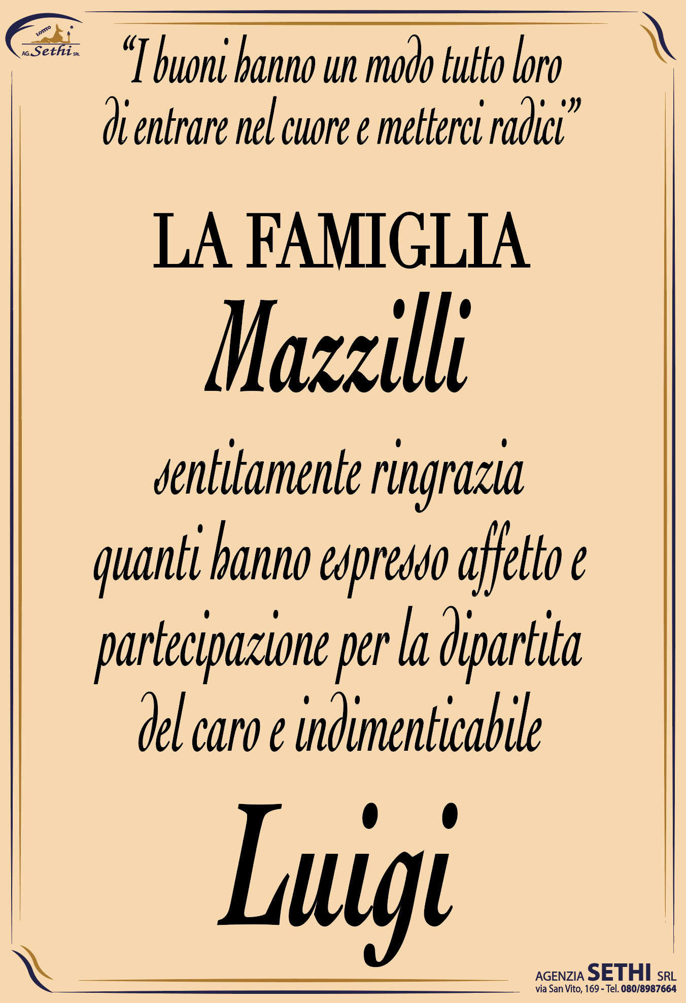 Ringraziamento Michele Maldera (Insegnante scuola elementare in pensione)