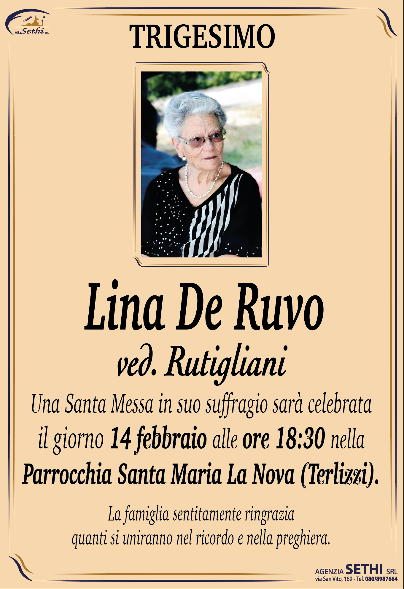 Trigesimo Lina De Ruvo ved. Rutigliani
