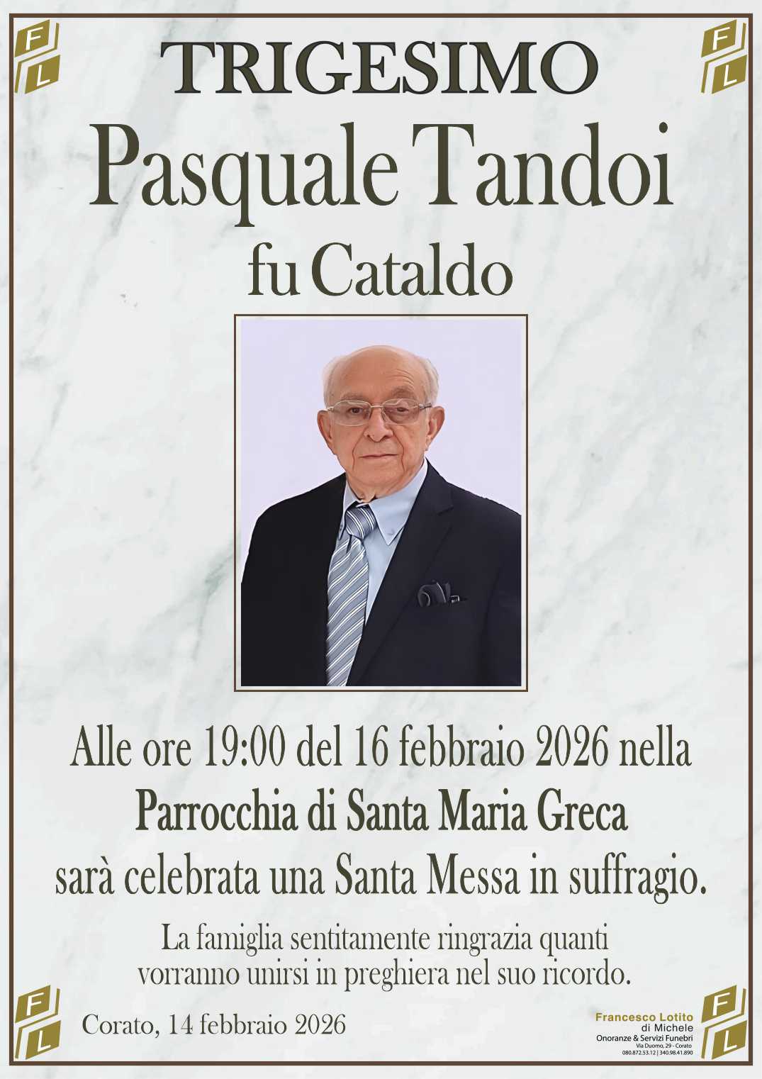 Trigesimo Pasquale TANDOI fu Cataldo