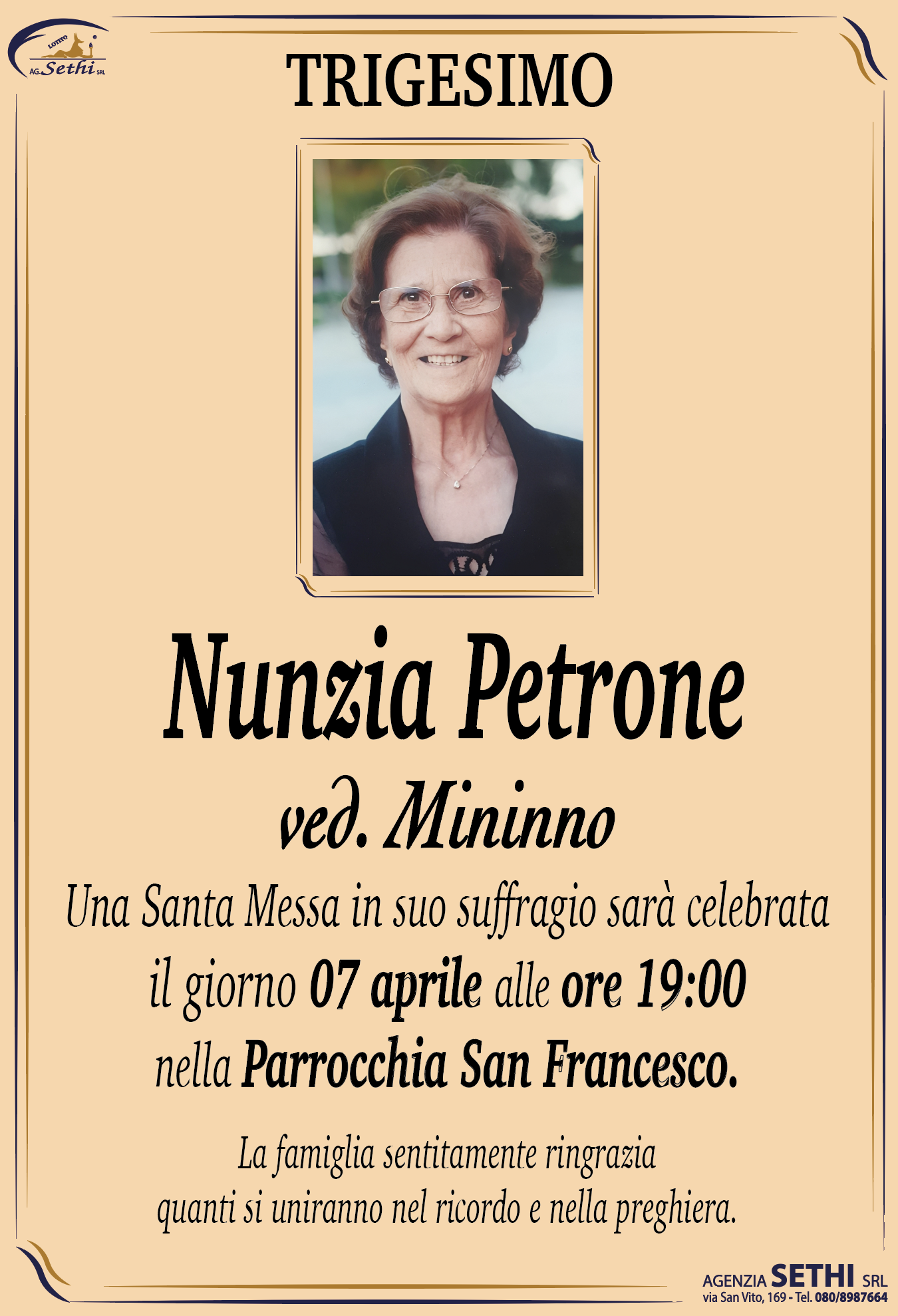 Trigesimo Nunzia Petrone ved. Mininno