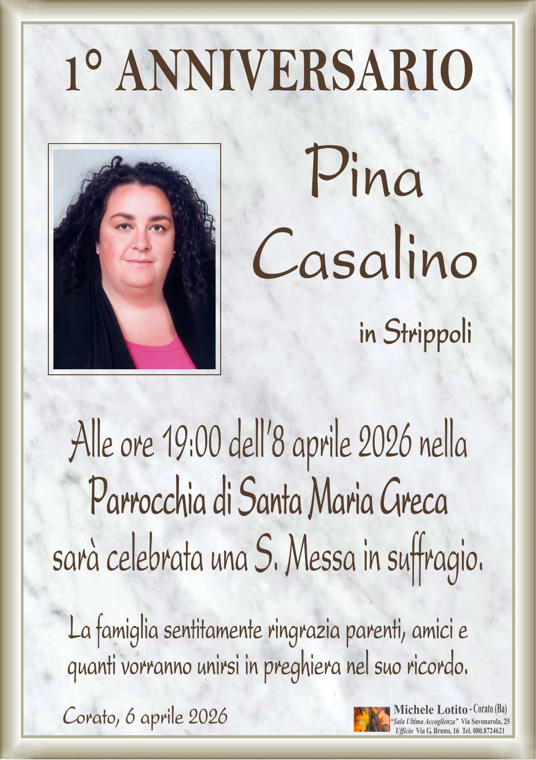 1° anniversario PINA CASALINO in Strippoli