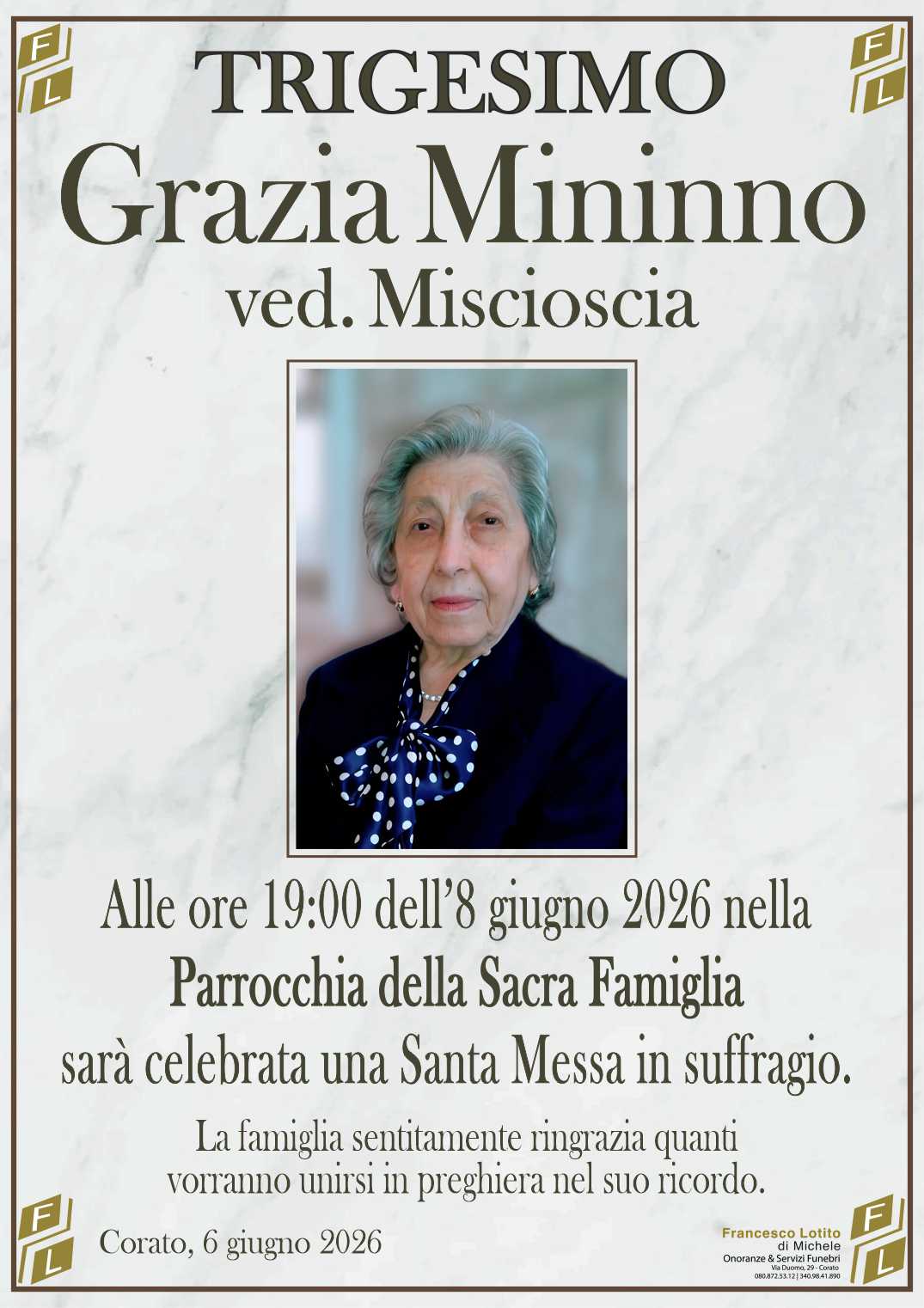 Trigesimo Grazia MININNO ved. MISCIOSCIA