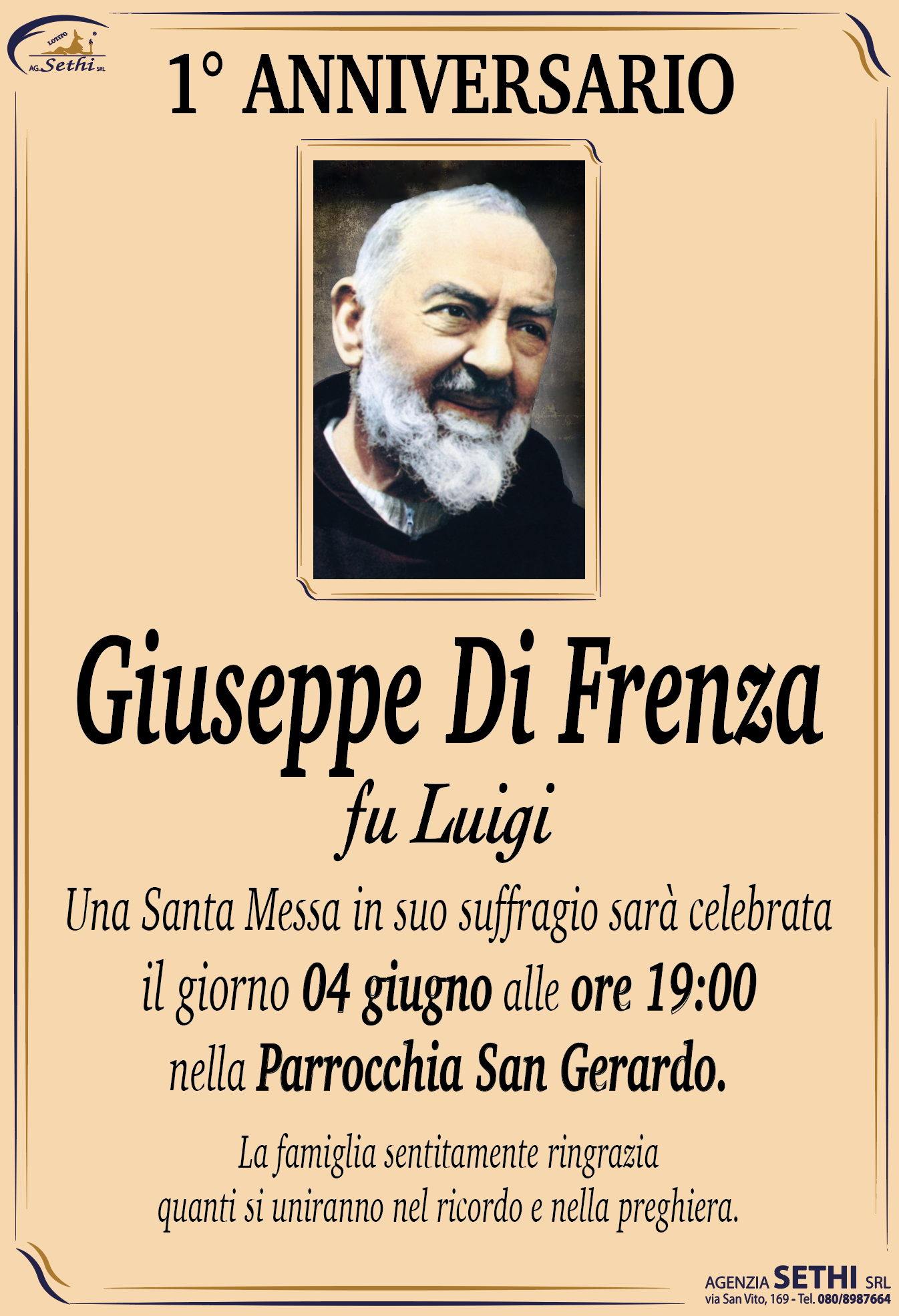 1° anniversario Giuseppe Di Frenza fu Luigi (Muratore)