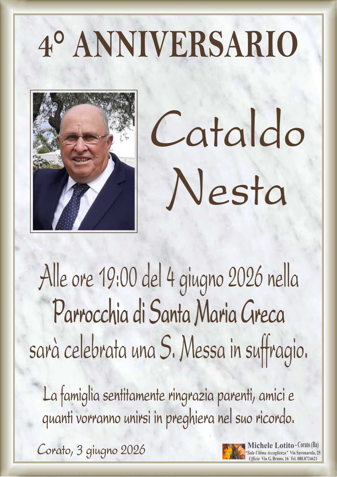 4° anniversario CATALDO NESTA