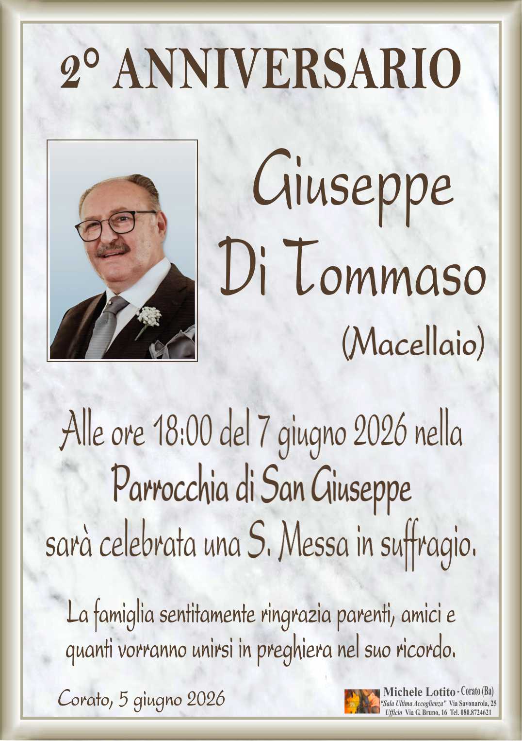 2° anniversario GIUSEPPE DI TOMMASO (Macellaio)