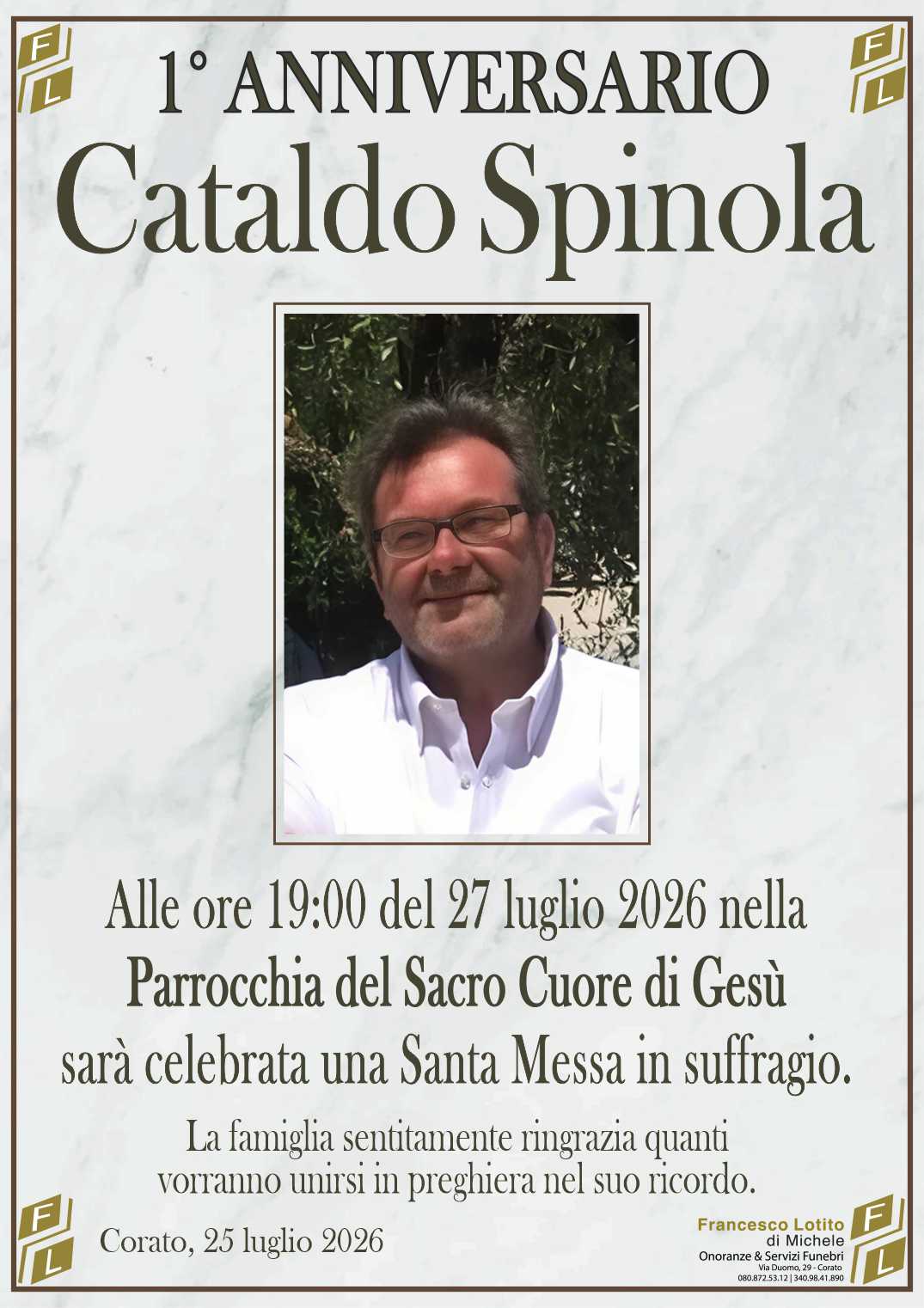 1° anniversario Cataldo SPINOLA