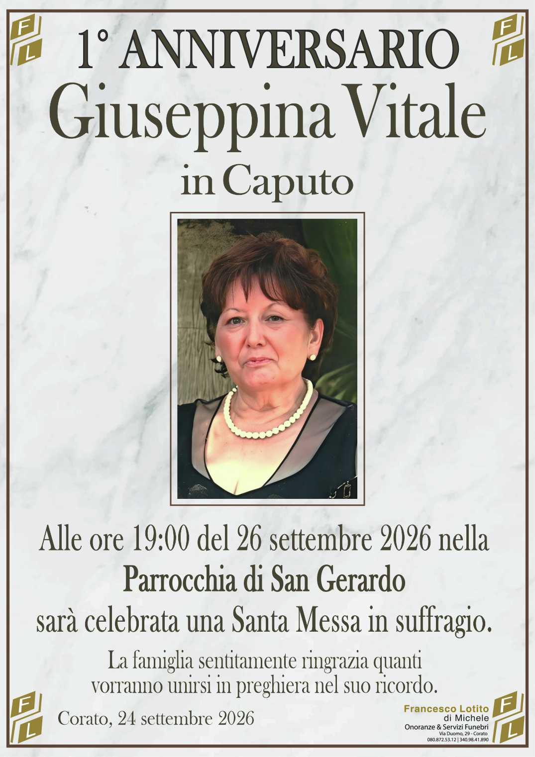 1° anniversario Giuseppina VITALE in CAPUTO